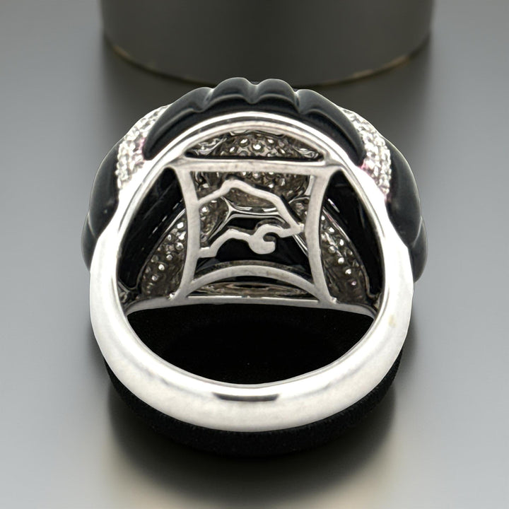 Effy Onyx & Diamond 14K White Gold Ring