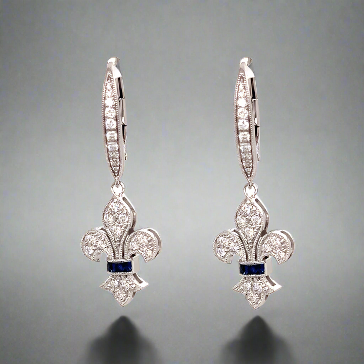 Fleur de Lis Sapphire Earrings