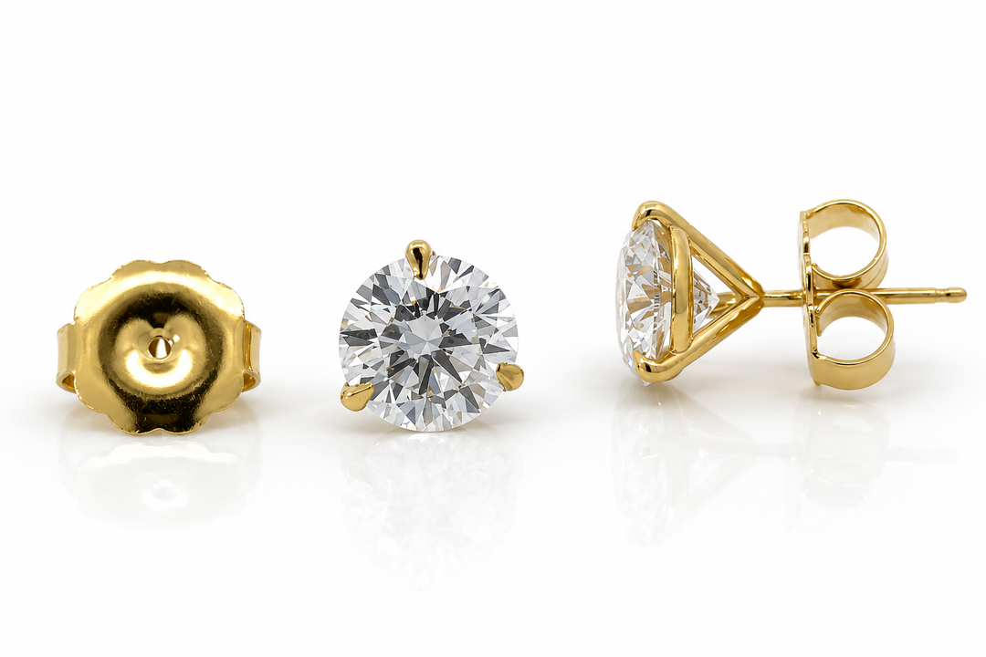 Certified 5 Carat 18K Yellow Gold Lab Grown Diamond Stud Earrings