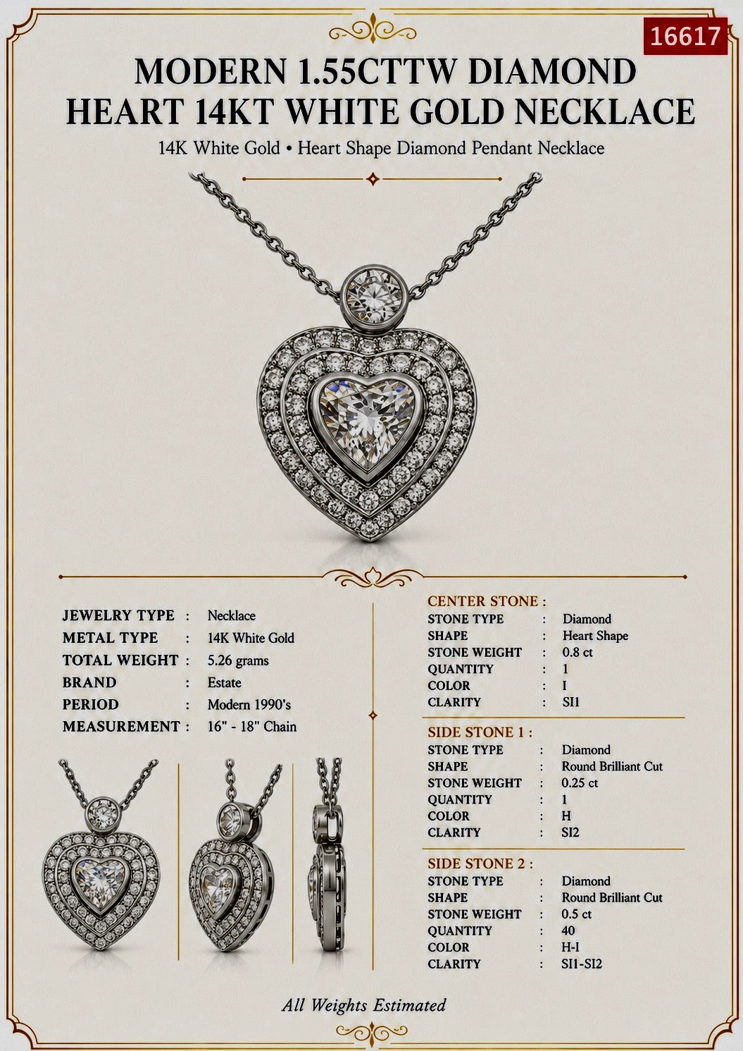 Modern 1.55cttw Diamond Heart 14Kt White Gold Necklace