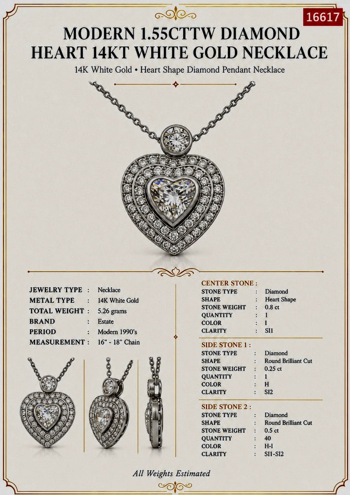 Modern 1.55cttw Diamond Heart 14Kt White Gold Necklace