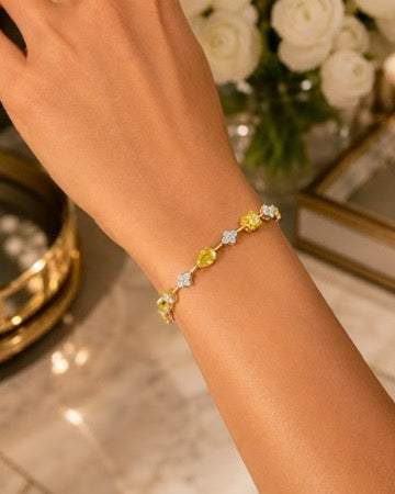14K Yellow Gold 8.85ctw Fancy Yellow & White Lab Grown Diamond Bracelet