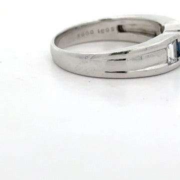 Estate Designer Fine Sapphire & Diamond 18KT White Gold Ring