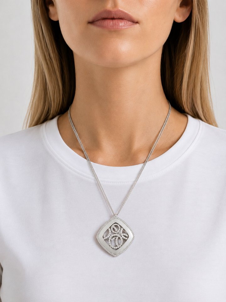Designer E.G. Diamond 18K White Gold Necklace