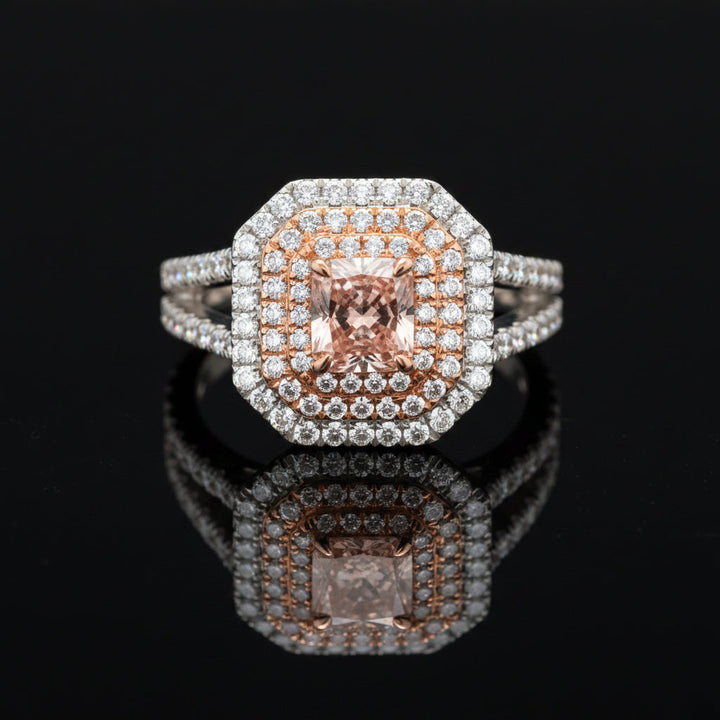 Contemporary Natural Fancy Pink "Argyle" Diamond (GIA) and White Diamond Platinum Ring