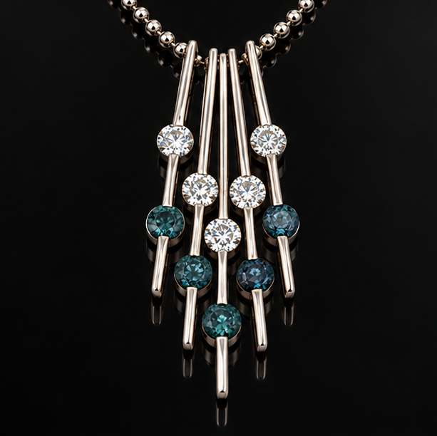 Estate Color Change Blue to Purple Alexandrite & Diamond Platinum Necklace
