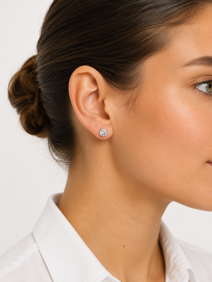 Certified 5 Carat 18K White Gold Lab Grown Diamond Stud Earrings