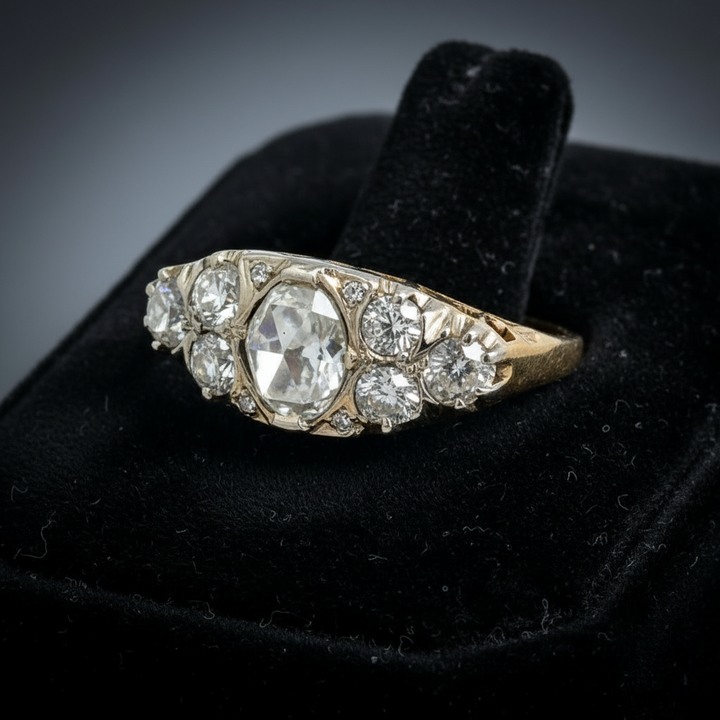 Victorian 1.60cttw. Rose Cut Diamond 18k and Platinum Filigree Ring