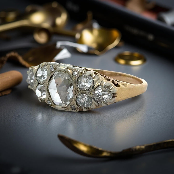 Victorian 1.60cttw. Rose Cut Diamond 18k and Platinum Filigree Ring