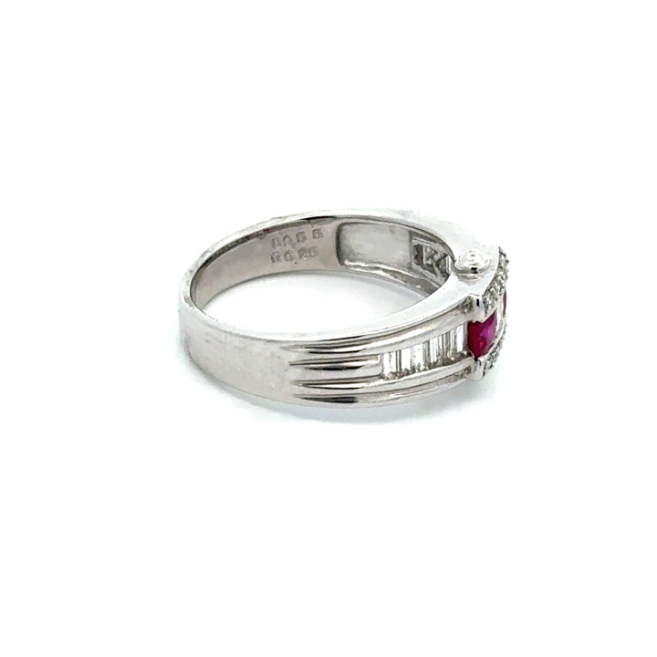 Vintage Ruby & Diamond Platinum Ring