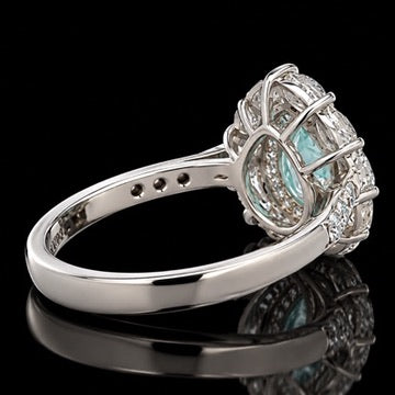 Designer M.C. Marchisio Natural Paraiba Tourmaline & Diamond 18KT White Gold Ring