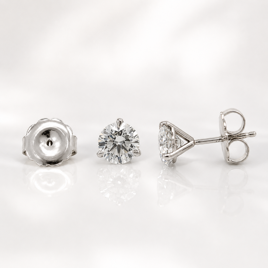 Certified 3 Carat 18K White Gold Lab Grown Diamond Stud Earrings
