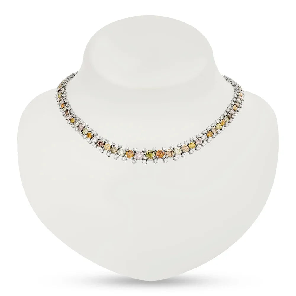 Designer Oscar Heyman Natural Color and White Diamond Platinum Necklace