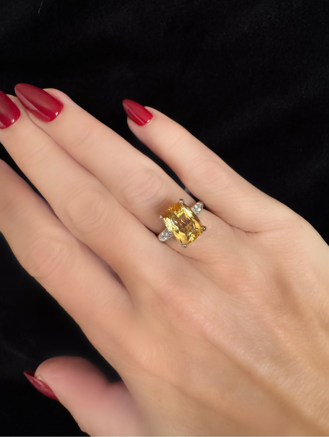 Platinum, Natural Diamond and 5.73 Carat Topaz Ring