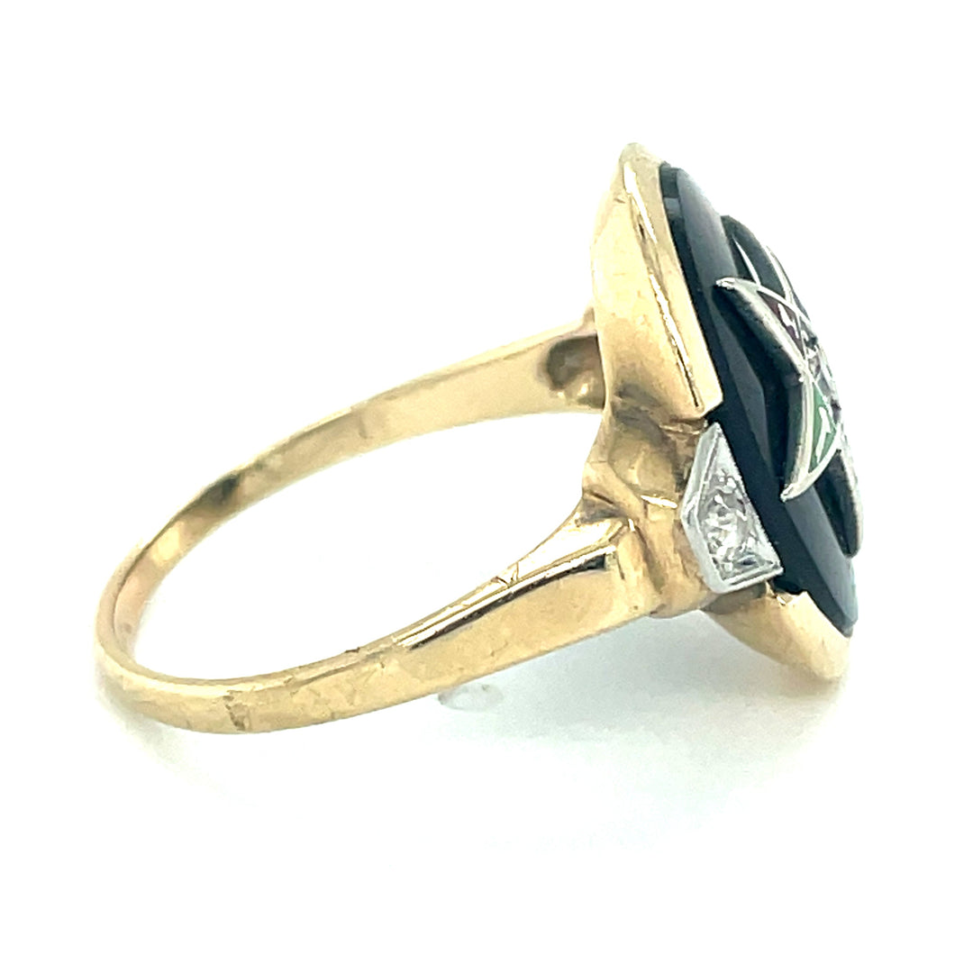 Eastern Star  .10 cttw Diamond Onyx Ring 13895