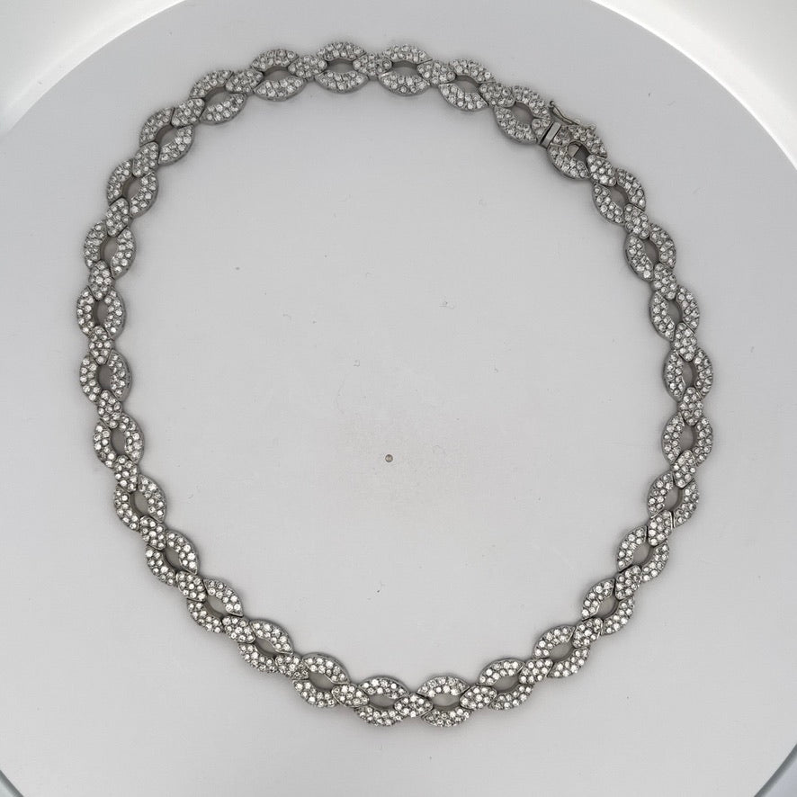 USA Designer ADJ 12.00cttw Diamond 18K White Gold Necklace