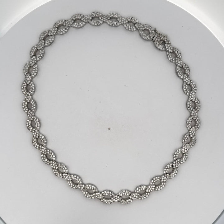 USA Designer ADJ 12.00cttw Diamond 18K White Gold Necklace