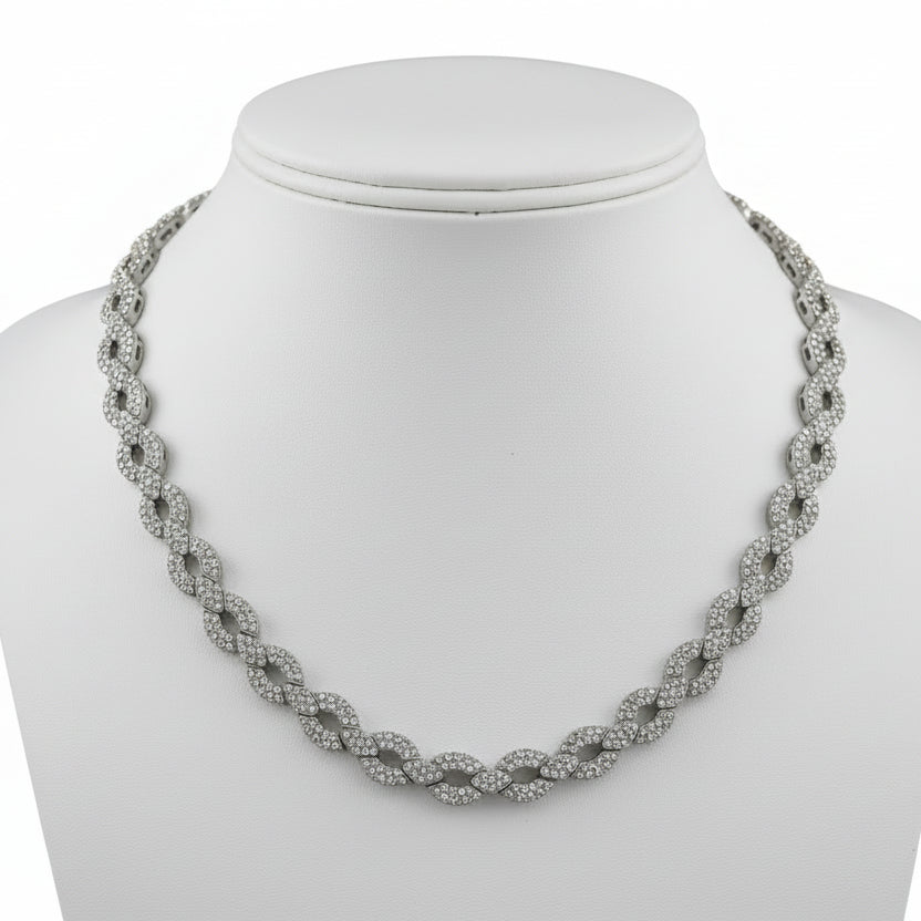 USA Designer ADJ 12.00cttw Diamond 18K White Gold Necklace