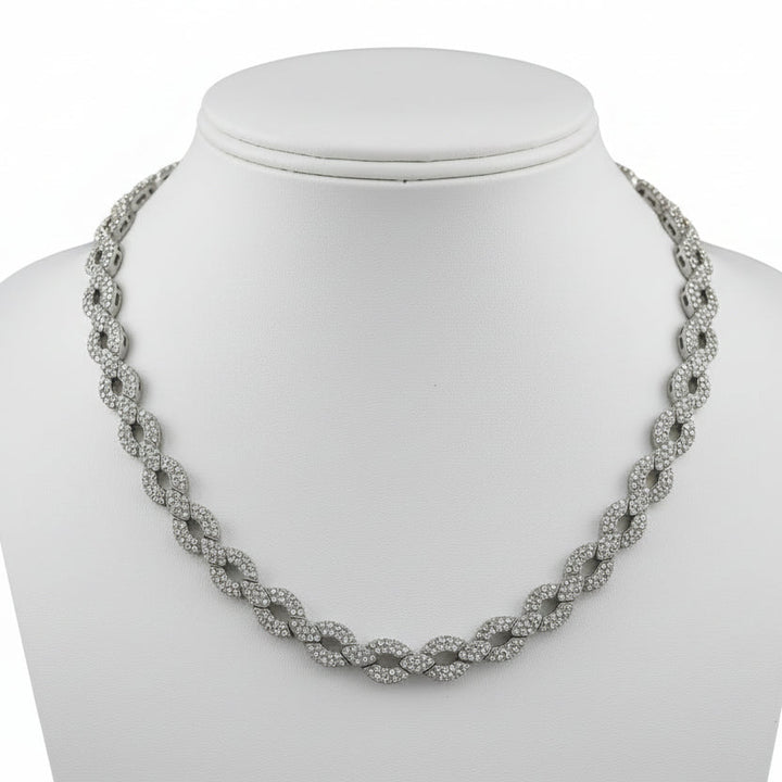 USA Designer ADJ 12.00cttw Diamond 18K White Gold Necklace