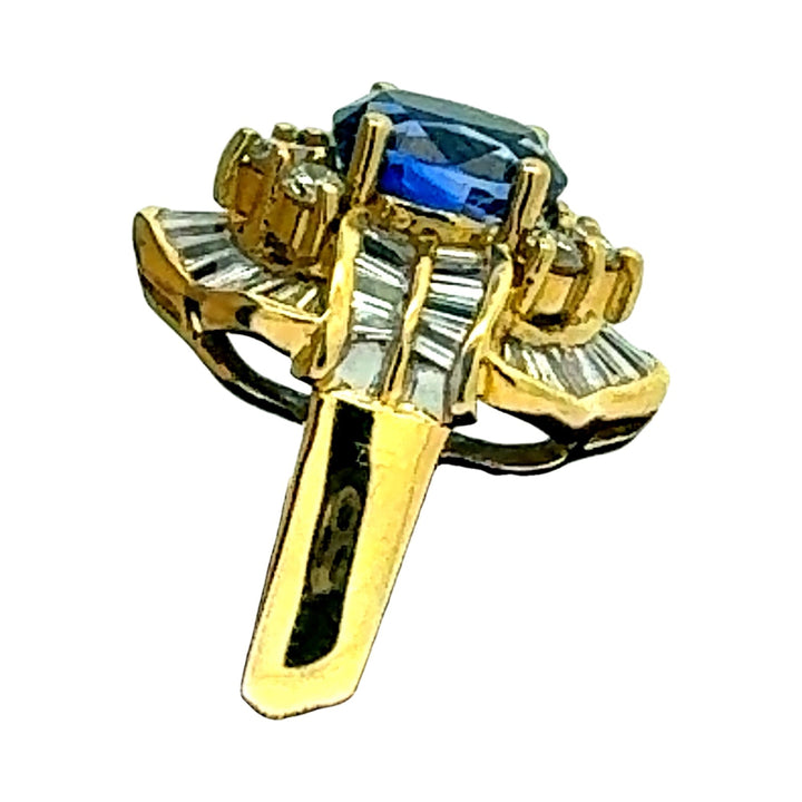 Estate Fine 2.27 ct Sapphire & 1.38 cttw Diamond 18K Yellow Gold Ring 15064