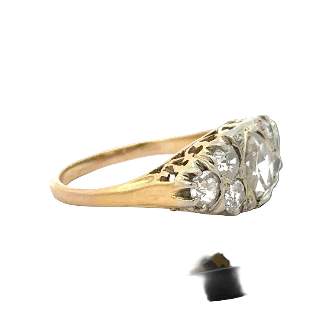 Victorian 1.60cttw. Rose Cut Diamond 18k and Platinum Filigree Ring