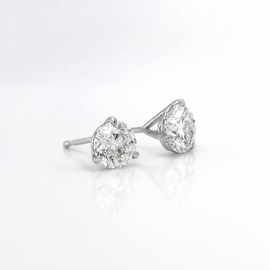 Certified 4 Carat 18K White Gold Lab Grown Diamond Stud Earrings