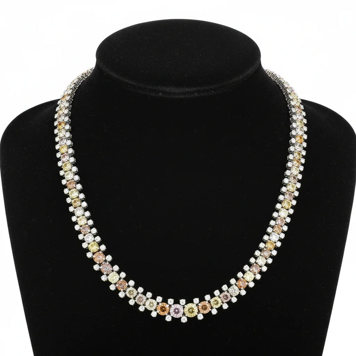 Designer Oscar Heyman Natural Color and White Diamond Platinum Necklace