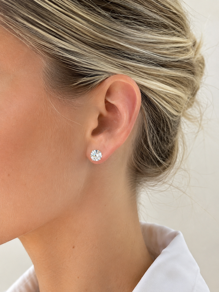 Certified 4 Carat 18K Yellow Gold Lab Grown Diamond Stud Earrings