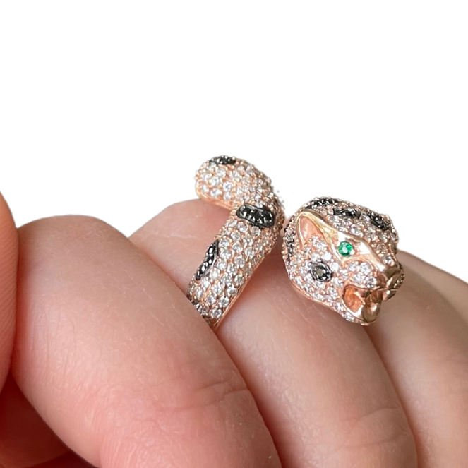 Effy 14k Rose Gold, Diamond and Emerald Panther Ring