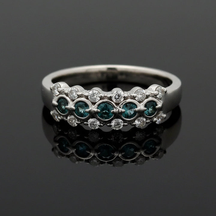 Estate Natural Color Change Alexandrite and Diamond Platinum Ring