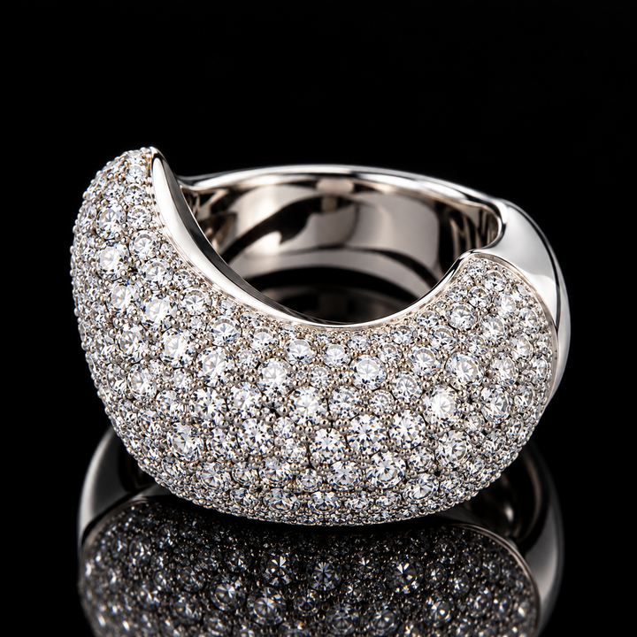 Estate Italian Del Duca 5.44 cttw Diamond 18K White Gold Ring
