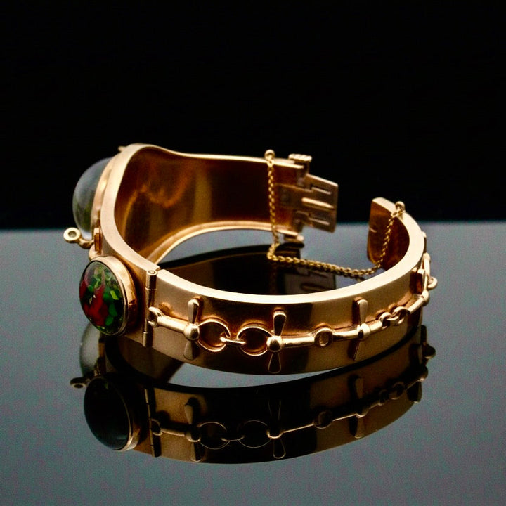 Vintage Equestrian/ Fox Hunt Rare 14K Yellow Gold Bangle