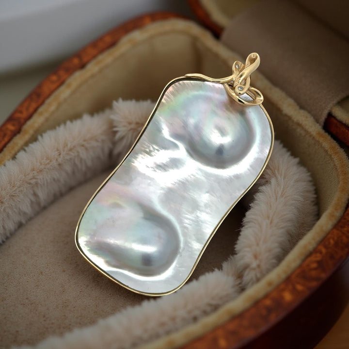 Designer Mabe Pearl and Diamond 14K Yellow Gold Pendant/Enhancer