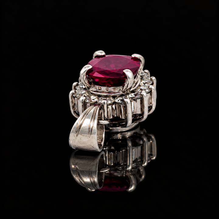 Estate 1.43ct. Ruby & Diamond Platinum Pendant