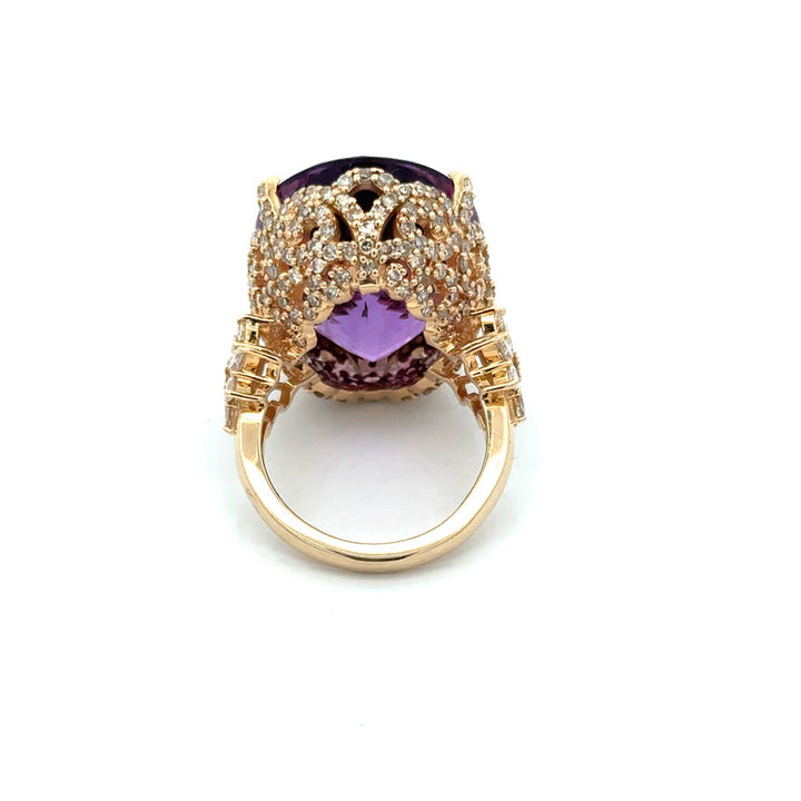 Vintage Diamond & Amethyst 14K Yellow Gold Ring