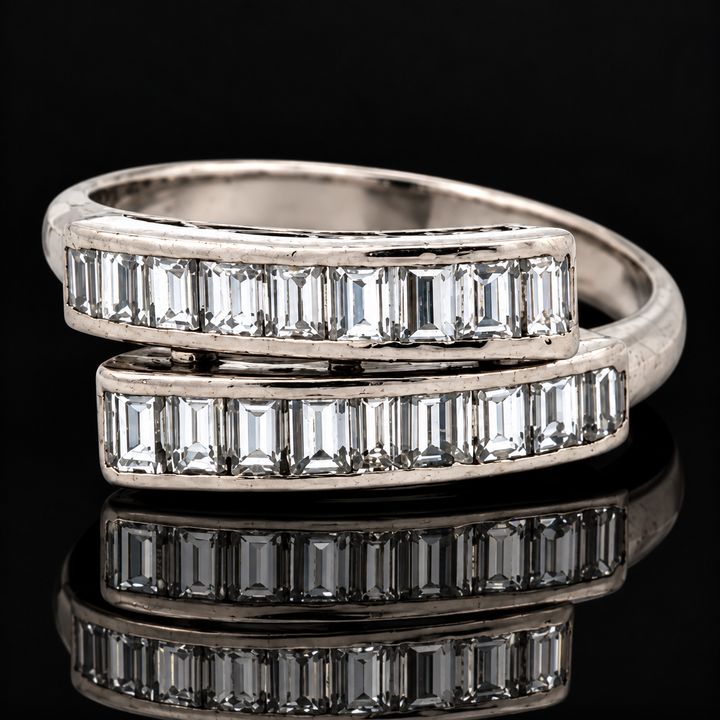 Estate 1.00cttw. Diamond Bypass Platinum Ring