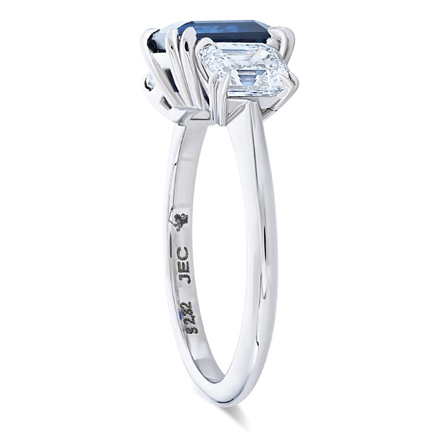 J.E. Caldwell 2.32 ct No Heat Sapphire Diamond Platinum Ring 12954