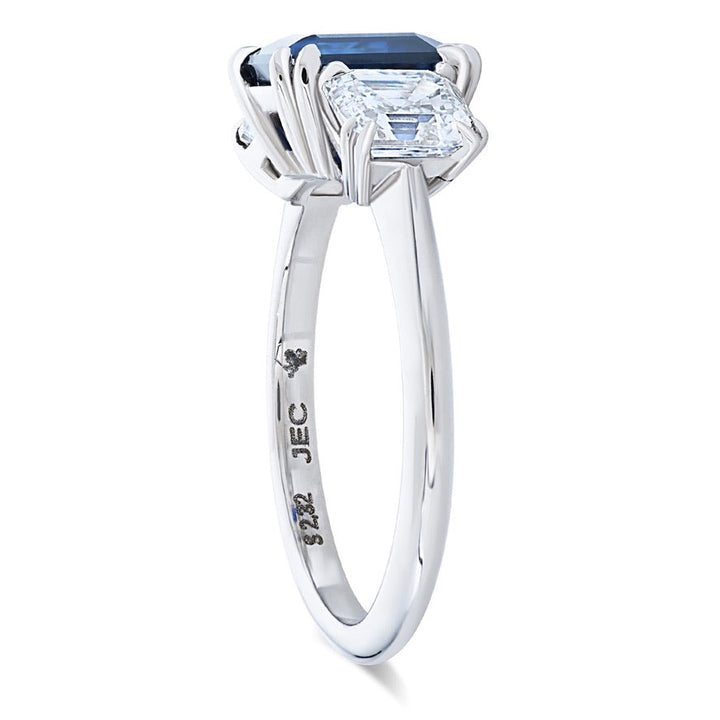 J.E. Caldwell 2.32 ct No Heat Sapphire Diamond Platinum Ring 12954