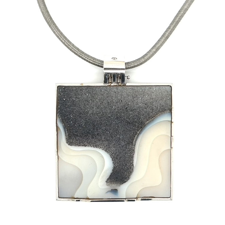The Works of Designer Steve Walters "Waters Edge" One Of a Kind Beryl White Agate Diamond Necklace