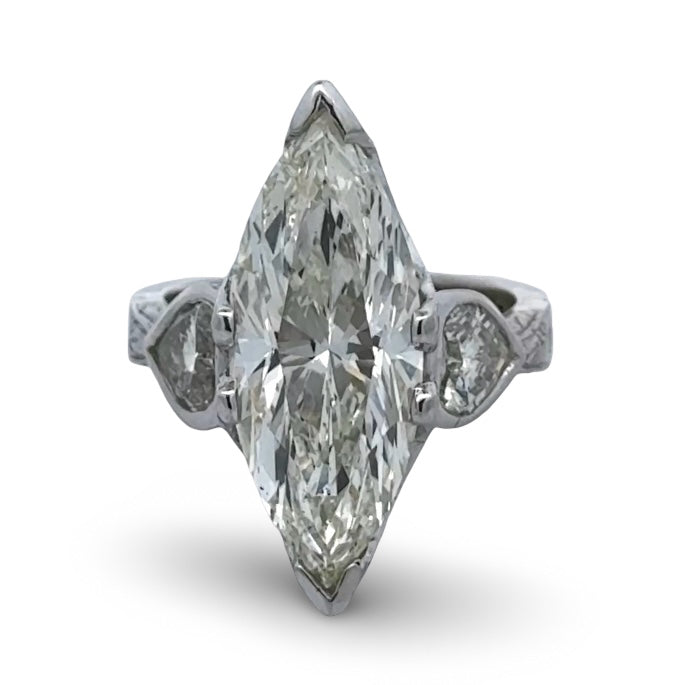 8.42ct Marquise Diamond 18K White and Yellow Gold Ring