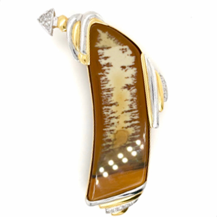 Dagon Gillespey Picture Jasper Diamond Platinum & 18K Yellow Gold Brooch
