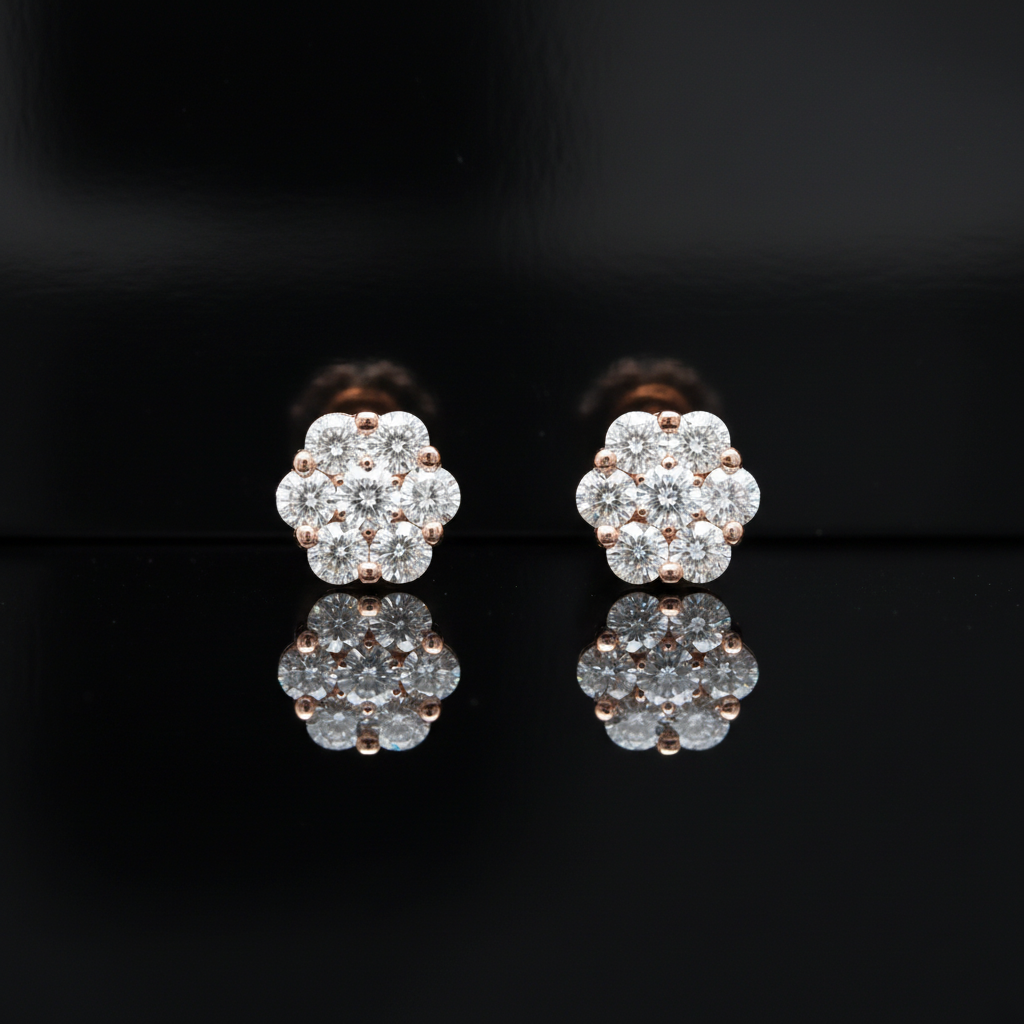 Maya Lianna .50 cttw Diamond and 14K Rose Gold Cluster Earrings