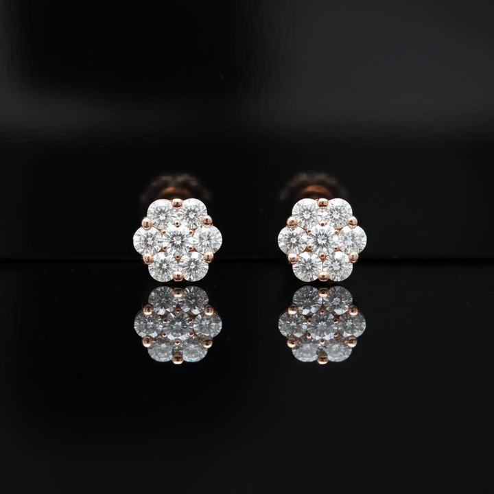 Maya Lianna .50 cttw Diamond and 14K Rose Gold Cluster Earrings