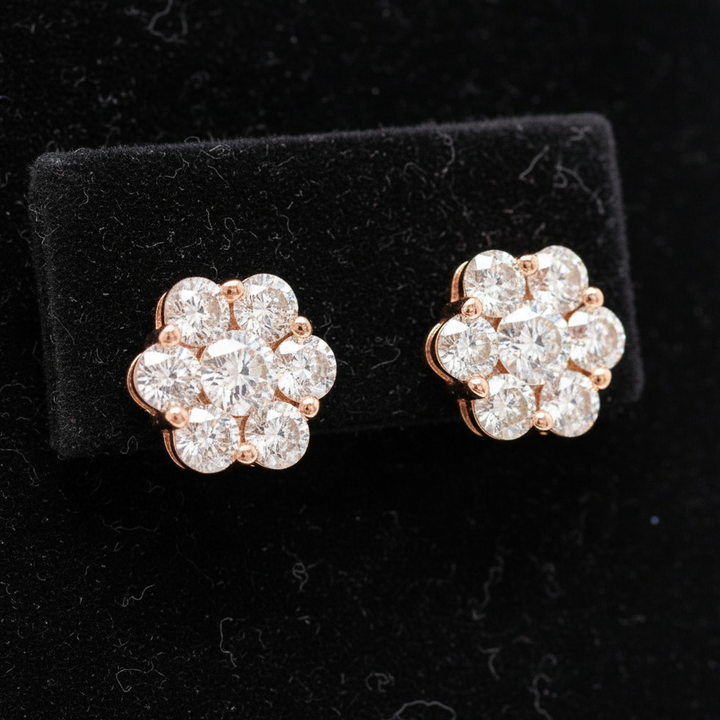 Maya Lianna 1.00 cttw Diamond Cluster 14K Rose Gold Earrings