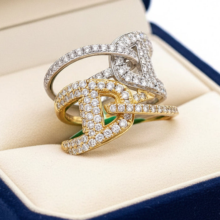 Fashionista Diamond and 18K White and Yellow Gold Ring