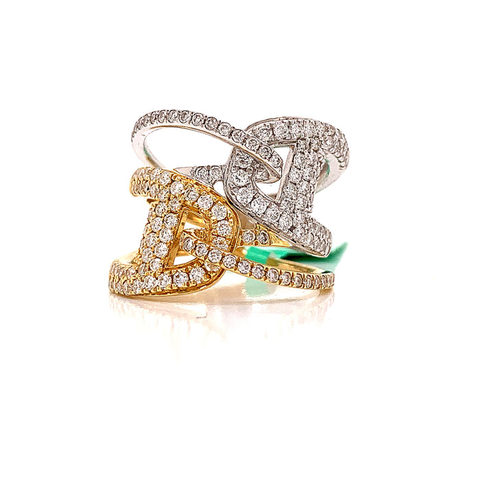 Fashionista Diamond and 18K White and Yellow Gold Ring