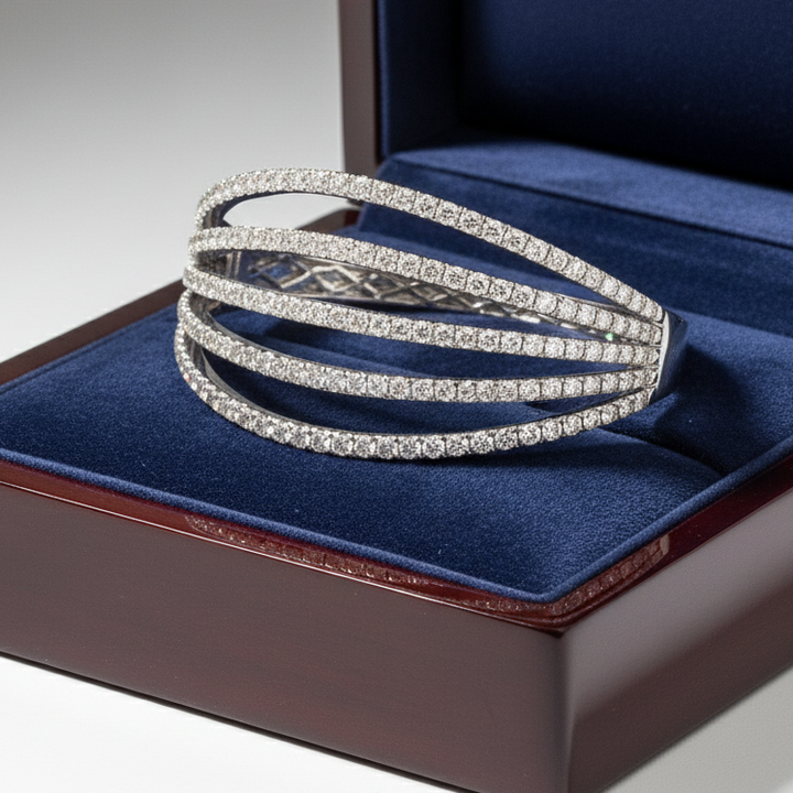 Fashionista Diamond and 18K White Gold Bangle