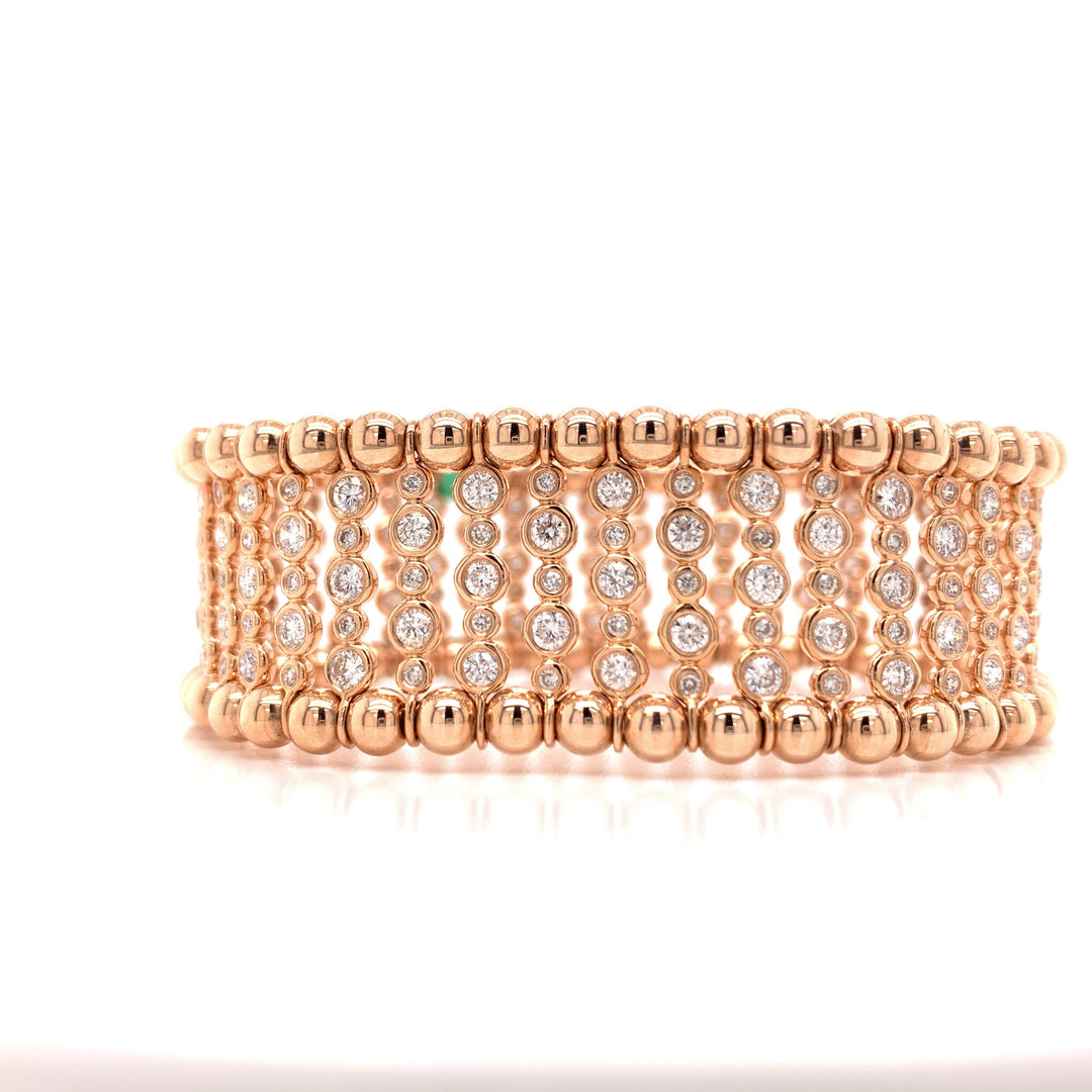 Diamond and 18K Rose Gold Stretch Bracelet