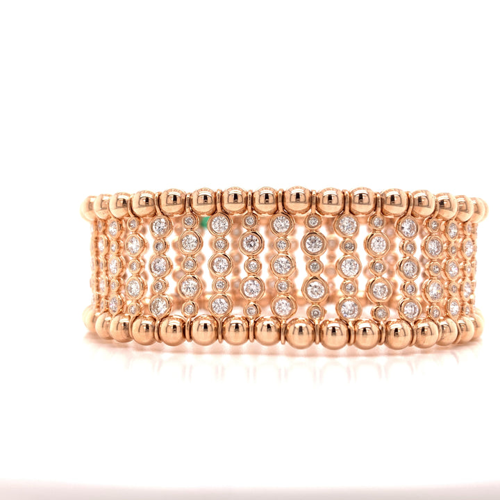 Diamond and 18K Rose Gold Stretch Bracelet