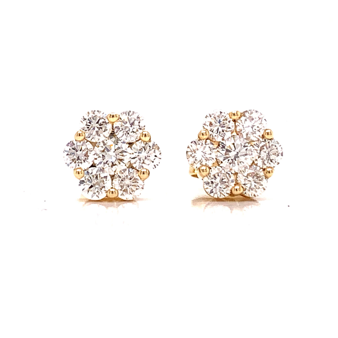Maya Lianna Diamond and 14K Yellow Gold Cluster Earrings